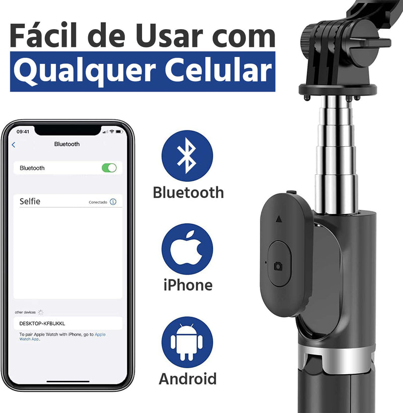 ✨Bastão de Selfie Tripé LED Integrada - Selfiegram✨