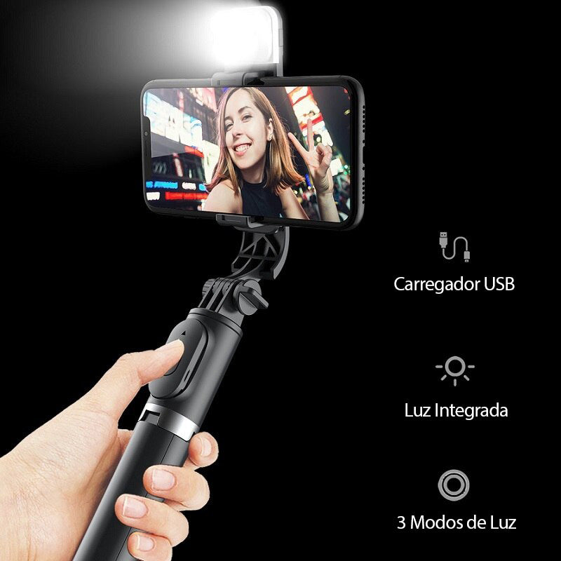 ✨Bastão de Selfie Tripé LED Integrada - Selfiegram✨