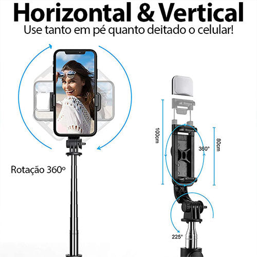 ✨Bastão de Selfie Tripé LED Integrada - Selfiegram✨