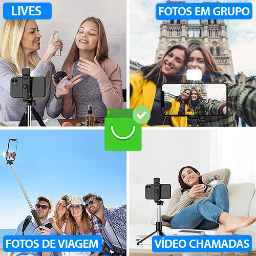 ✨Bastão de Selfie Tripé LED Integrada - Selfiegram✨